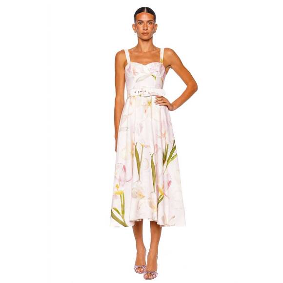 CARA CARA Dresses & Skirts - NEW CARA CARA calypso floral bustier linen midi dress in lillian blush
